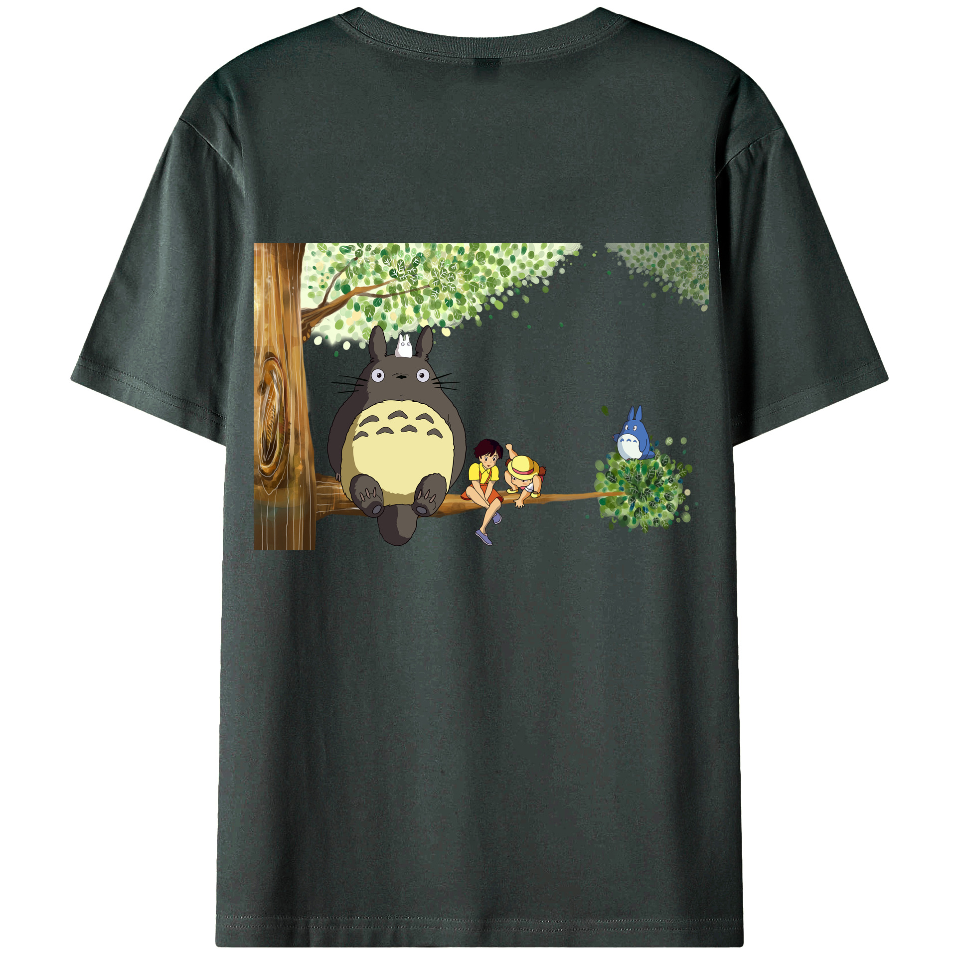 （画像用） となりのトトロ 草壁メイ 草壁サツキ My Neighbor Totoro Satsuki Kusakabe Mei Kusakabe 綿100％ メンズ半袖Tシャツ（バックプリント） 通気性
